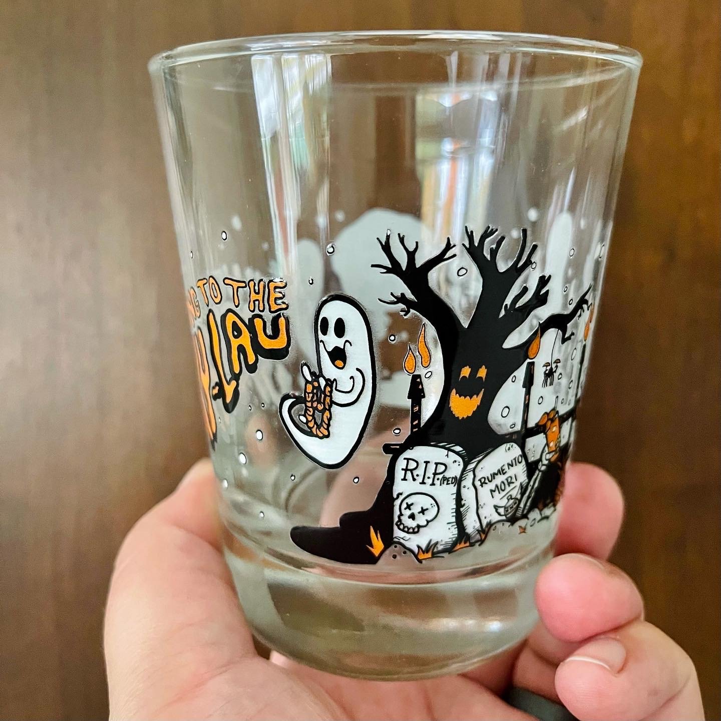 SPOOKY-LAU 15 oz Mai Tai Cocktail Glass in Orange | The Black
